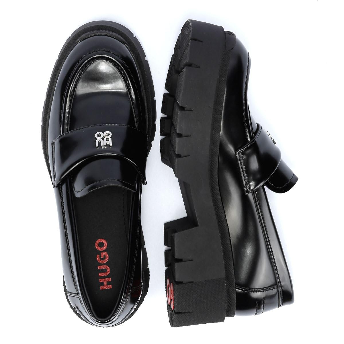 HUGO Kris_Loafer_BRPU, Mocasines Planos Mujer, Black, 41 EU