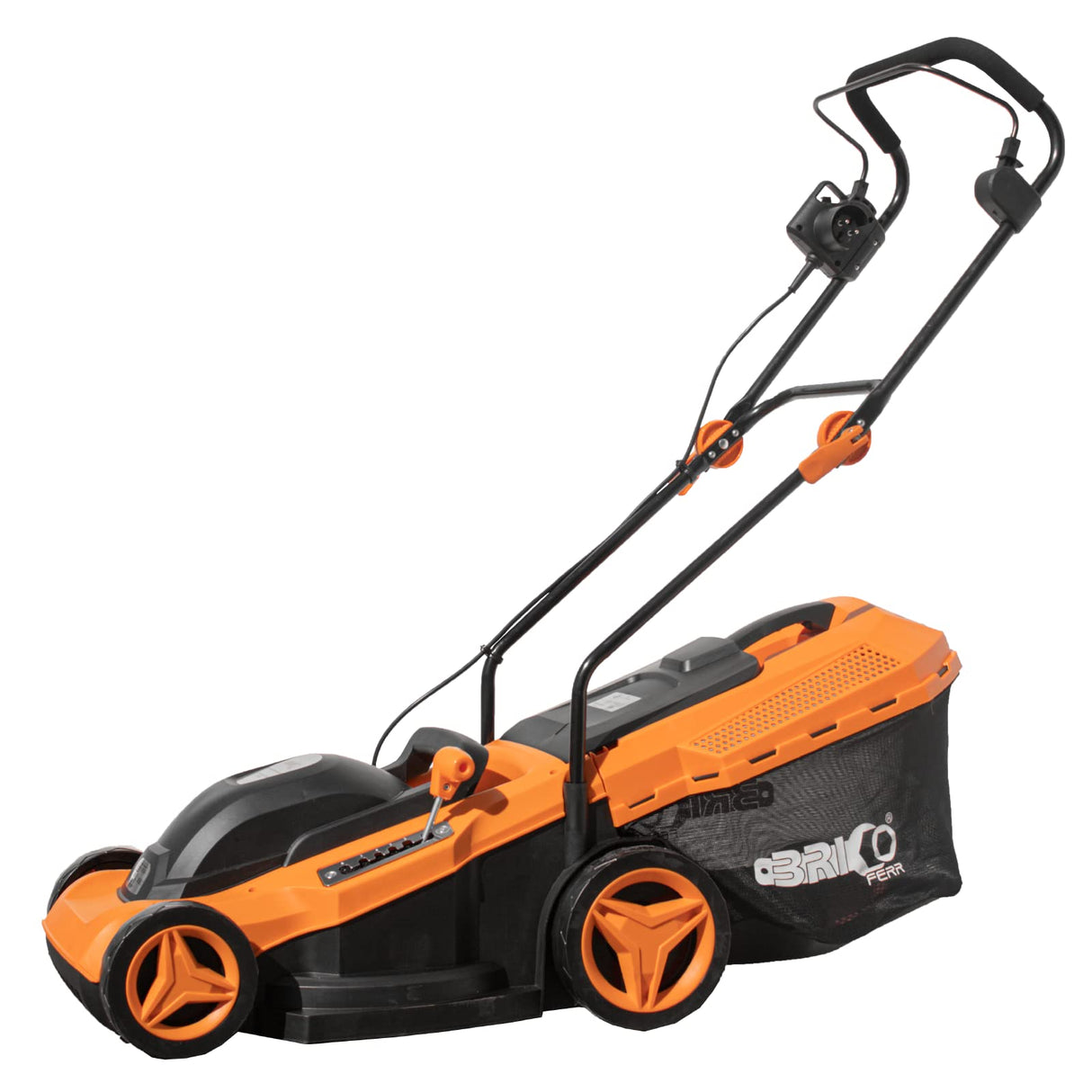 Bricoferrr Cortacésped Eléctrico - 1800W, Ancho de Corte 38cm y Altura Ajustable
