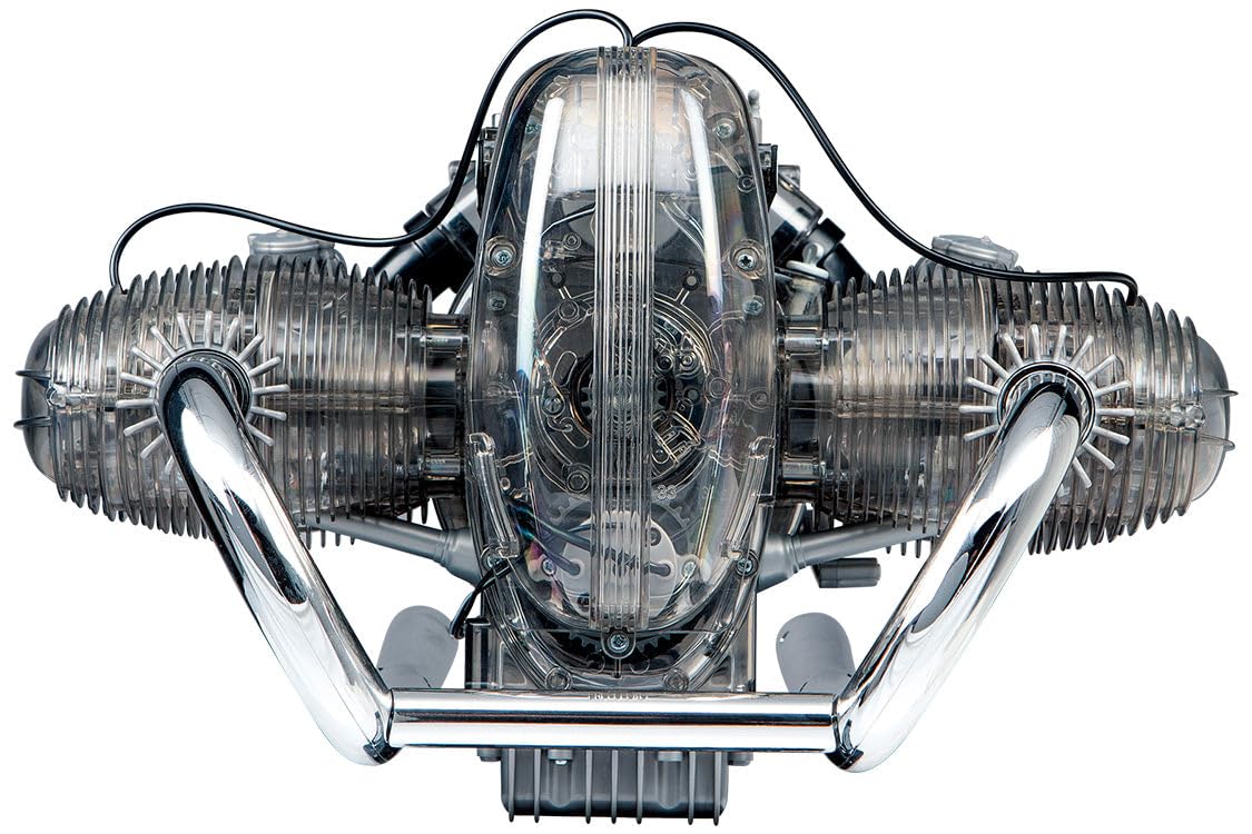 Franzis BME019 67009 0 BMW R 90 S Boxermotor originalgetreues Modell, Bausatz mit schaltbarem 5 Gang Getriebe, über 200 Teile und Begleitbuch, bunt
