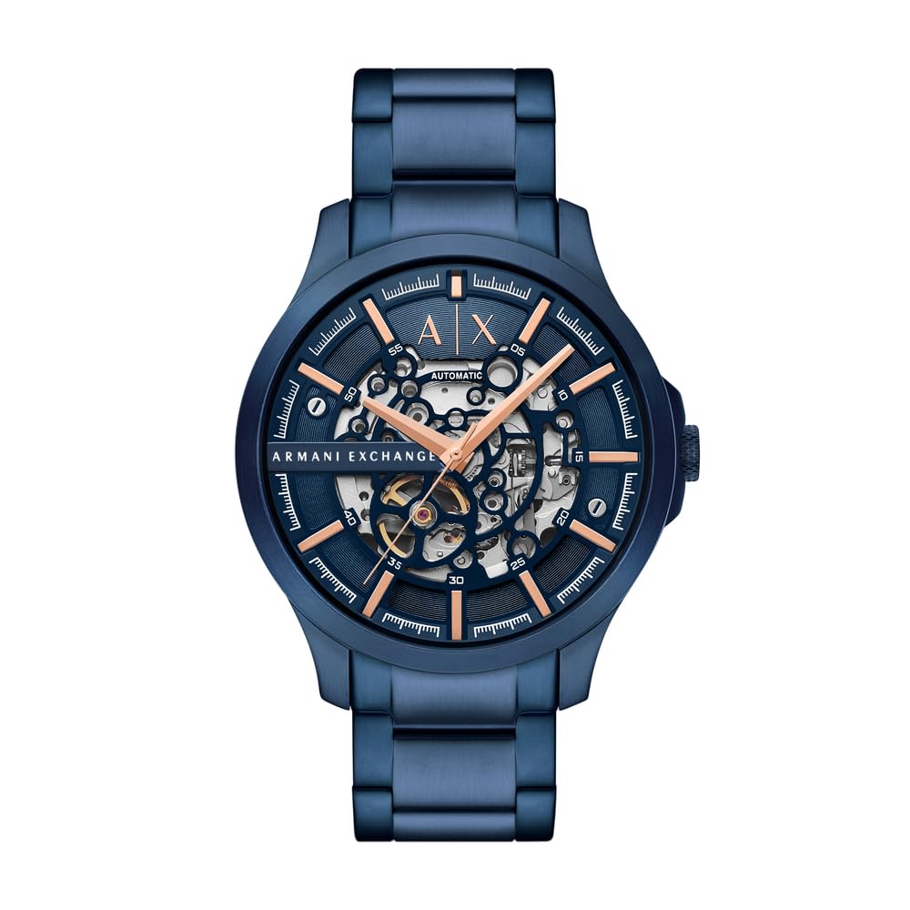 Armani Exchange Orologio da uomo, Movimento automatico a tre lancette e cassa da 46 mm con cinturino in Acciaio inossidabile, Teal