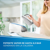 Polti Vaporella Next VN18.25, Centro de Planchado con Caldera de Alta Presión Max 6.5 Bar, Potencia 2200 W, Función Turbo, Autonomía Ilimitada, Depósito 1.3 L, Pulso de Vapor 400g, Blanco y Azul