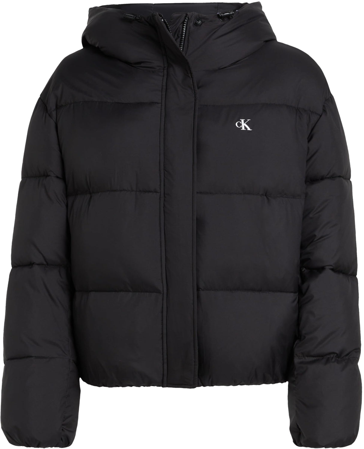 Calvin Klein Cazadora acolchada Mujer Short Hooded Puffer con capucha, Negro (Ck Black), XS