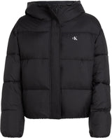 Calvin Klein Cazadora acolchada Mujer Short Hooded Puffer con capucha, Negro (Ck Black), XS