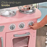 KidKraft Cocina de Juguete Rosa Vintage de Madera para niños con teléfono de Juguete y Nevera Vintage, Cocina Infantil, Juguetes niños 3+ años (53179)