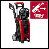Einhell Original Limpiadora a alta presión TE-HP 140 (máx 140 bar, sistema de acoplamiento rápido , incl. flexible alta presión, pistola, lanza, boquillas, cepillo, contenedor de agente pulverizador)