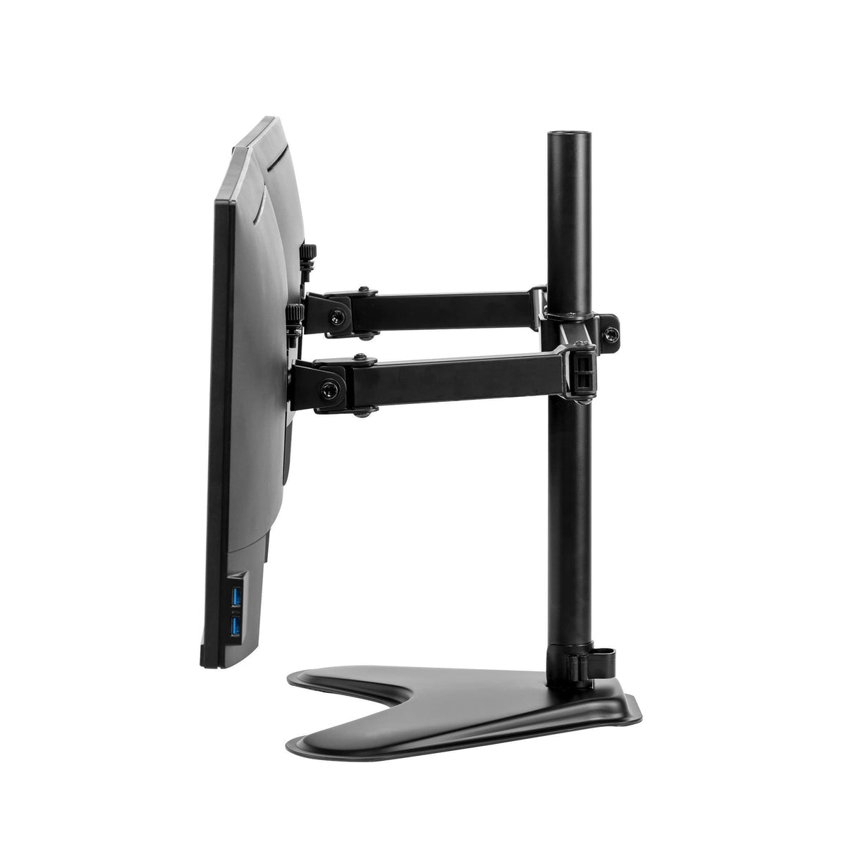 Fellowes - Professional Series - Soporte De Mesa Para Monitor Doble En Horizontal, Flexible Y Ajustable Para Colocar La Pantalla A La Altura Adecuada, Compatible Con Vesa, Negro