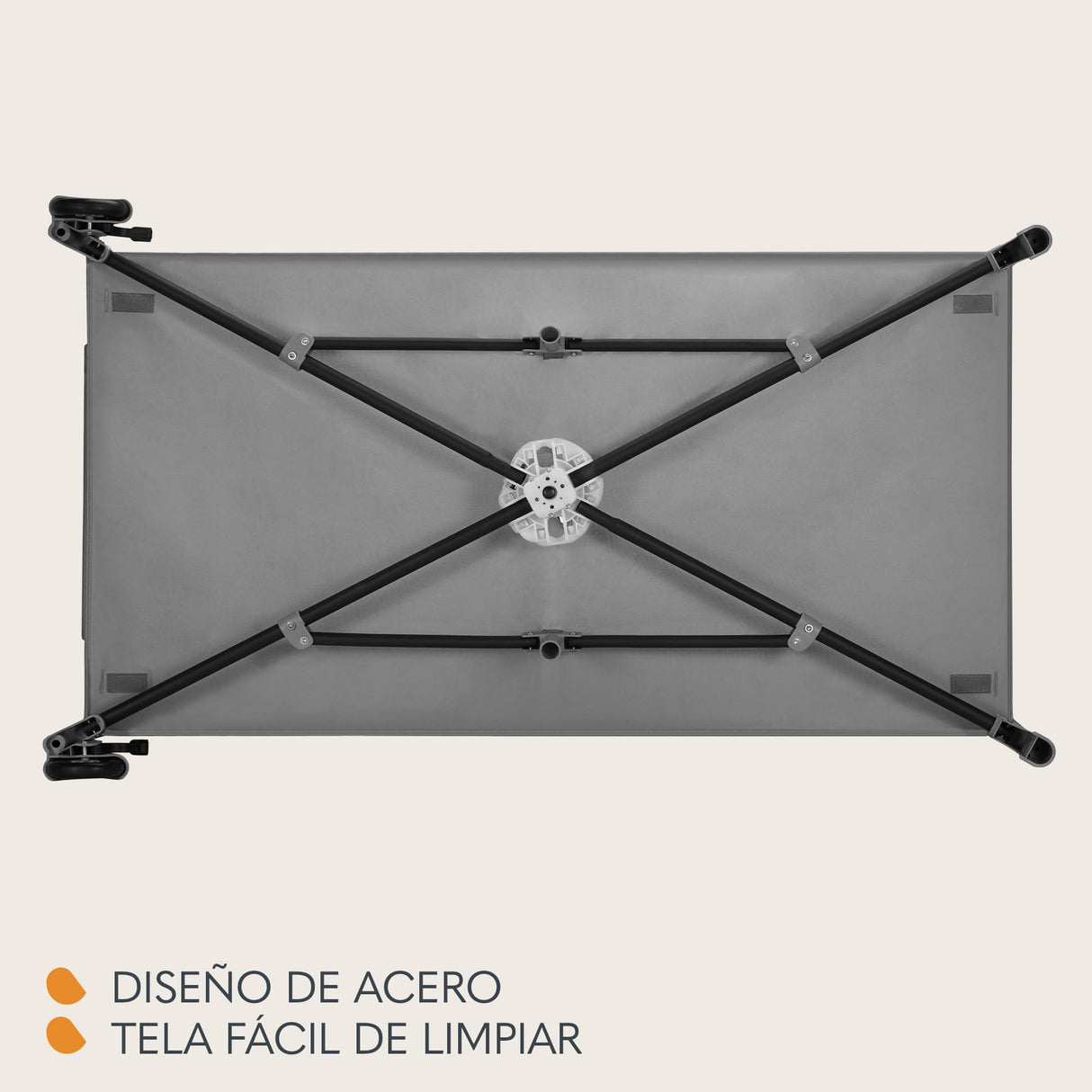 lionelo Jasmin Easy FoldCuna de Viaje para Niños de hasta 15 kg de 0 a 36 Meses Colchón de Espuma T25, 2 Niveles de Altura, Easy Fold, Entrada Lateral, Ruedas (Grey Stone)