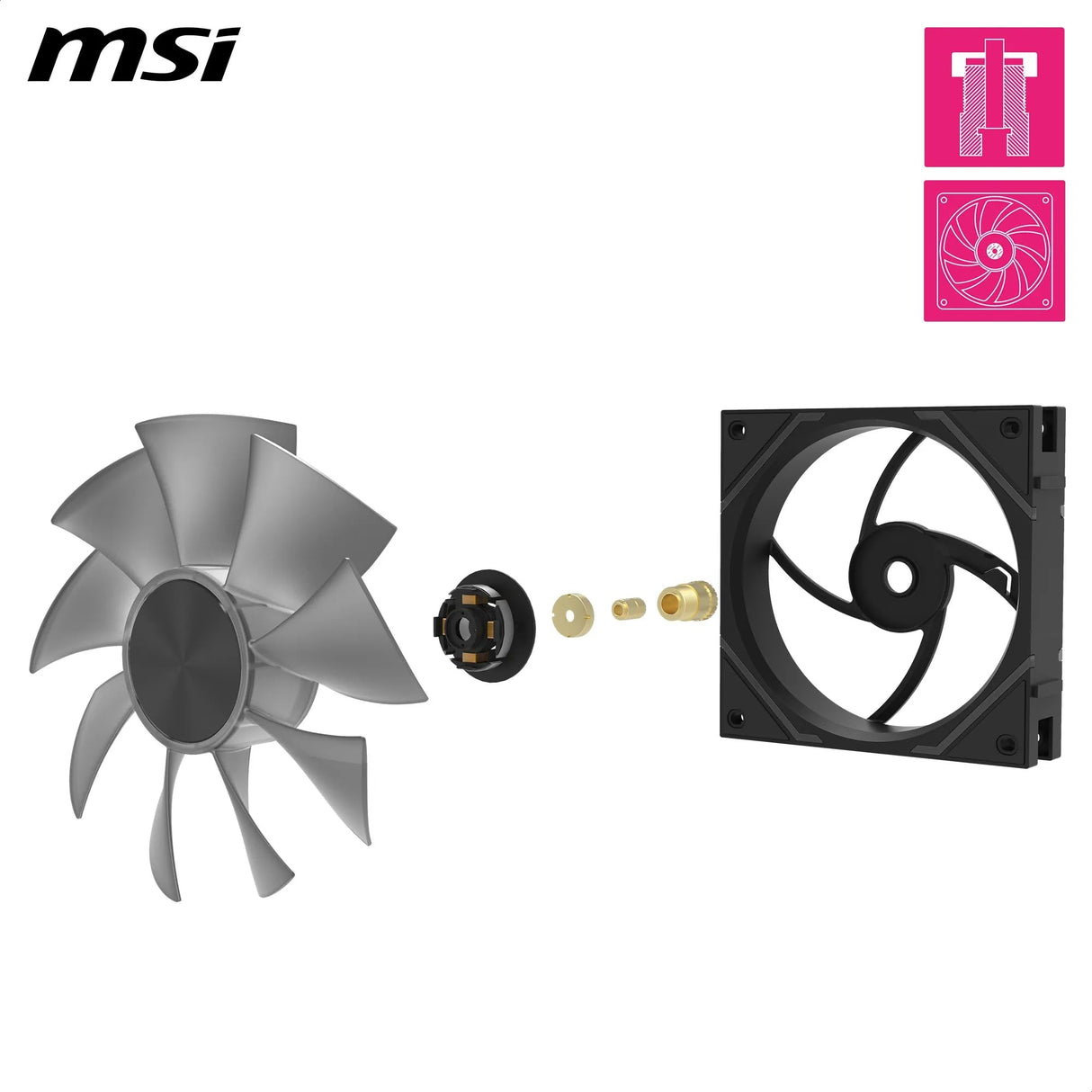 MSI Ventilador MPG EZ120 ARGB BLANCO - Ventilador ARGB de 120 mm, bloque de conector magnético patentado, conexión en cadena, rodamiento dinámico fluido con fijación de tuerca adicional, buje del