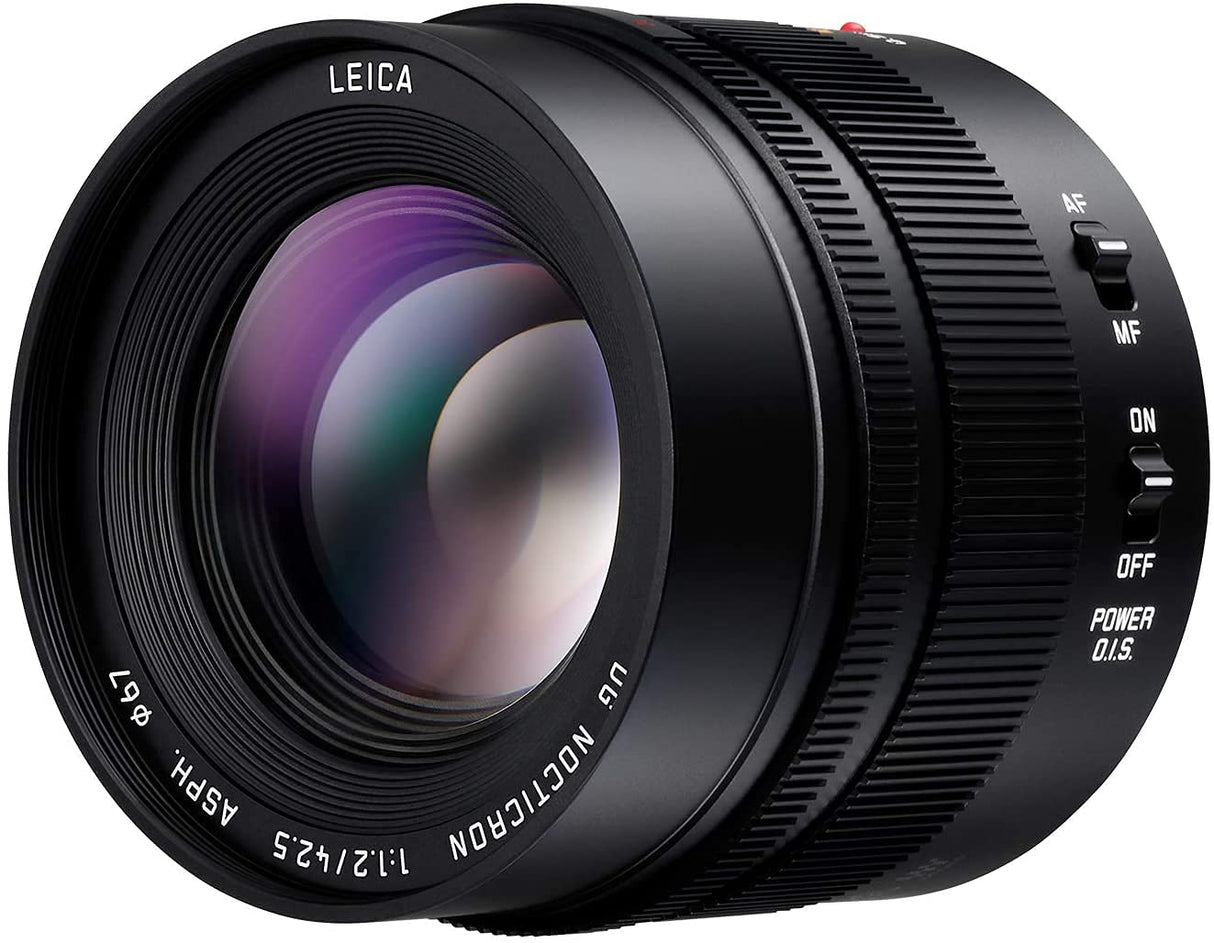 Panasonic LEICA DG NOCTICRON H-HS043 - Objetivo Focal fija para cámaras de montura M4/3 (Focal 42,5 mm, F1.2, tamaño filtro 67 mm, lentes asféricas, POWER O.I.S), negro