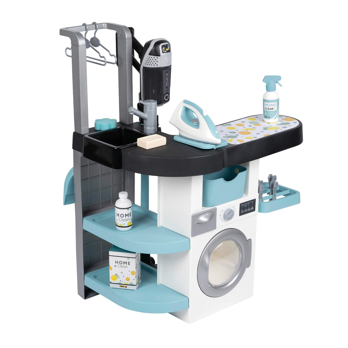 Smoby Centro de Lavado Smoby Rowenta, 3 en 1: Lava, aspira y Plancha. Aspirador de Escoba Rowenta con Sonido, Plancha y Mucho más, 17 Accesorios. A Partir de 3 años. ( 7600330320)