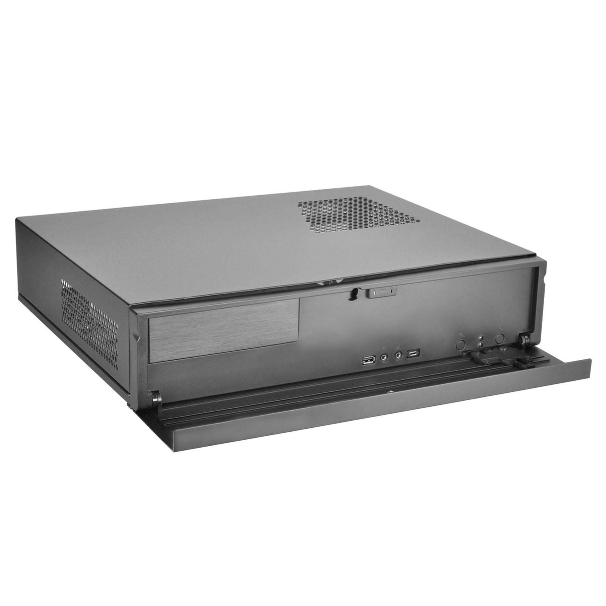 Silverstone SST-ML04B-C - Carcasa de Ordenador silenciosa Milo Slim HTPC Micro ATX, Conector USB Tipo C en el Puerto de E/S, Negro