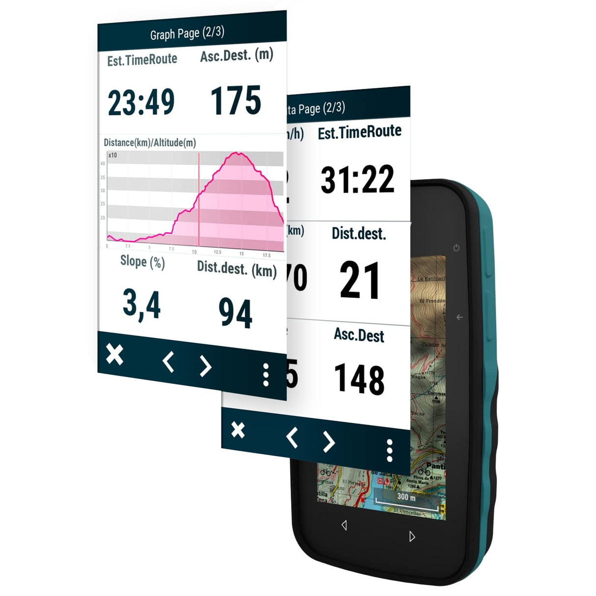 GPS Cross Plus + Mapa España Topo - Multideporte Bicicleta Ciclismo BTT Senderismo Trekking/Compacto y Ligero/Pantalla 3.2" / Autonomía 20 h/Memoria 32 GB/Mapa topográfico Incluido