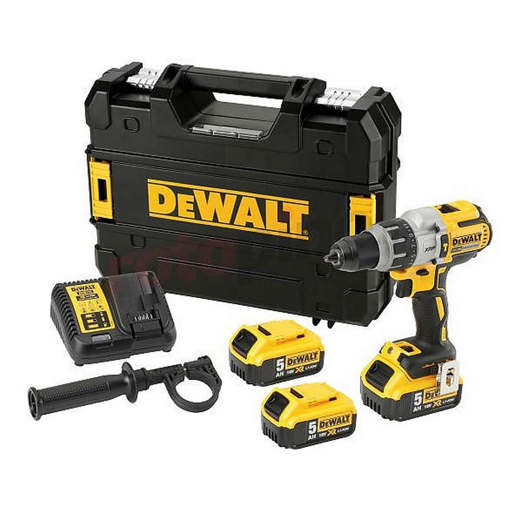 DEWATL Taladro Percutor sin Escobillas XR 18V XRP, 95Nm, 3 Velocidades, 3 Baterías 5Ah, Cargador, Maletín TSTAK, DCD996P3-QW