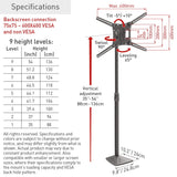 Barkan Soporte TV de Suelo para Pantallas de 13-83 Pulgadas, Giratorio e inclinación y Altura Ajustable, Acabado Brillante, TV Pie, Peso máximo 50Kg, hasta VESA 600x400, Atornillado al Suelo