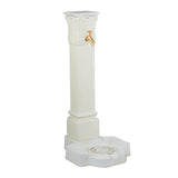 Relaxdays Fuente de Pie Antigua, con Grifo y Lavabo, 93x47x38 cm, Bebedero de Jardín, Terraza, Aluminio Fundido, Blanco, Latón