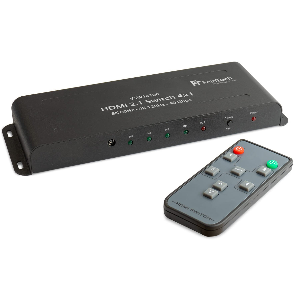 FeinTech VSW14100 HDMI 2.1 Switch 4K 120Hz Ultra HD 4x1 Conmutador automático 8K 4 en 1 Salida para Xbox PS5 TV Monitor HDR VRR 40 Gbps