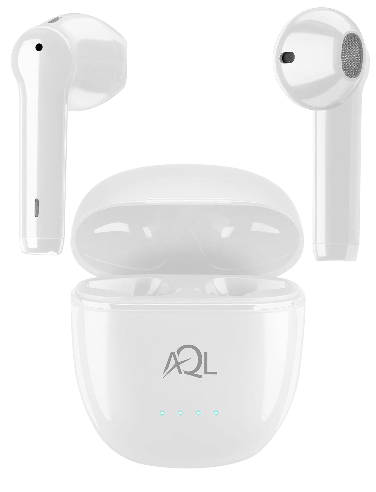 AQL Escape | Auriculares Bluetooth de Forma de cápsula con tecnología Environment Noise Canceling con Funda de Carga - 5 Horas de Playtime - Blanco