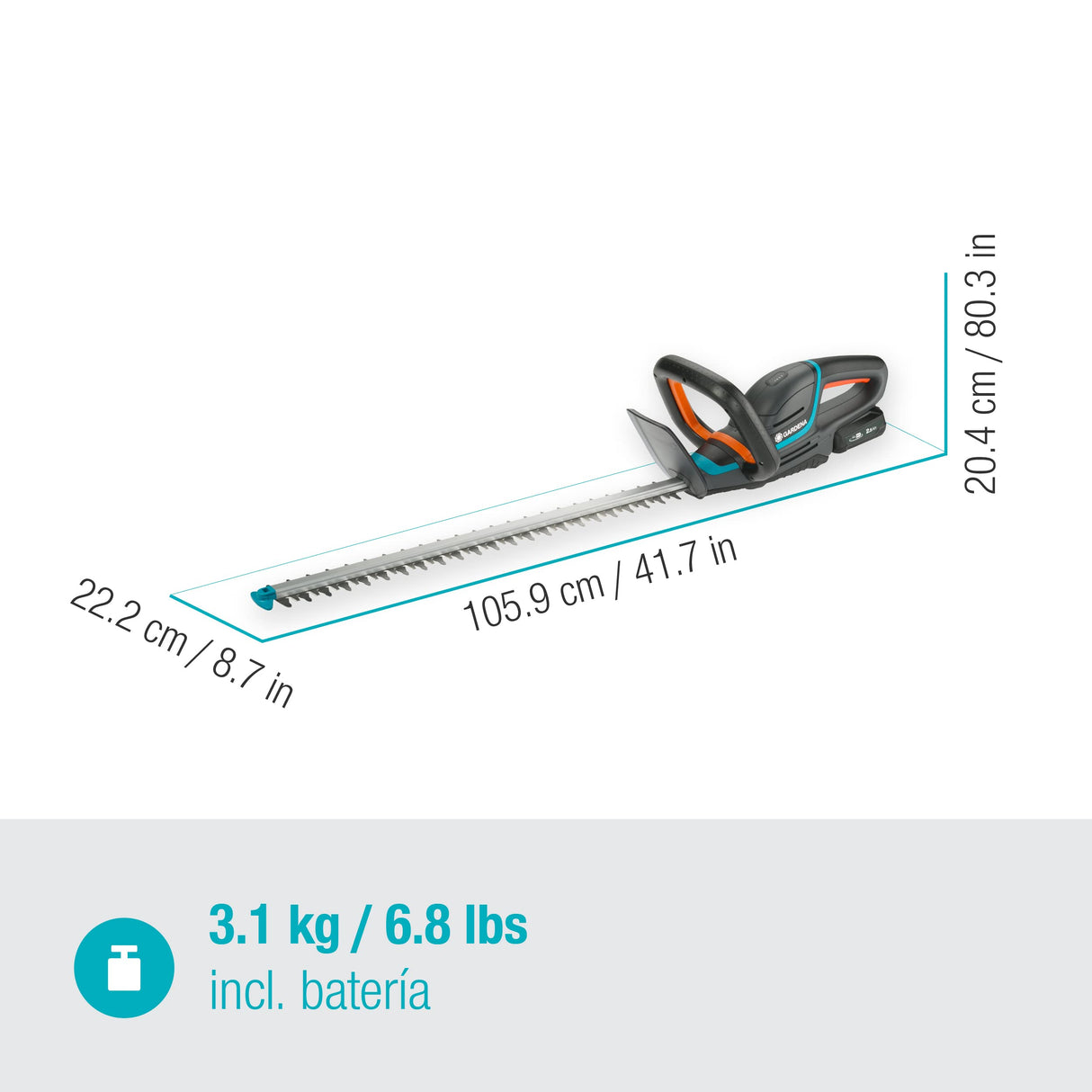 Gardena Set Ready-To-Use de cortasetos a batería ComfortCut 60 18V P4A: cortasetos con mango ergonómico y protección antiimpactos, ligero para un mejor manejo, incluye batería P4A de 18V (14731-20)