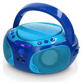Lenco SCD-650 Reproductor de CD para niños - Radio CD - Karaoke - Sistema estéreo - Boombox - Reproductor de CD/MP3 y USB - Potencia 2 x 2 W RMS - Función Sing-A-Long - Micrófono - Azul
