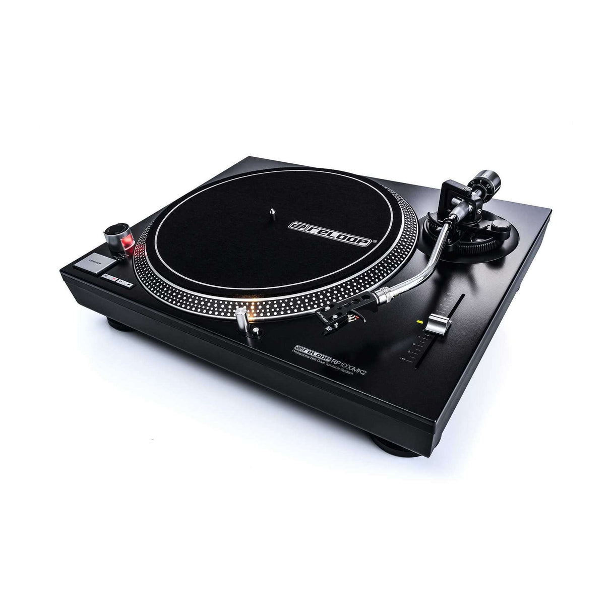 Reloop RP-1000 MK2 - Tocadiscos con transmisión por Correa para DJ y HiFi, Rango de variación Pitch +/-10%, Negro