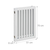 Relaxdays Niños Barrera Seguridad Perros, Animales, Valla Protección Mascotas, Puerta, 70x154cm, Plegable, 3 Paneles, Blanca, Tablero de Fibras