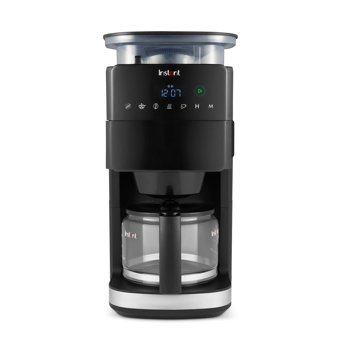 Cafetera Instant® Grind & Brew, 24 Horas Programable, 12 Tazas, Molinillo de Granos Ajustable Incorporado, Filtro Reutilizable, Pantalla Digital, Filtro de Agua, Jarra de Vidrio, Mantener Caliente