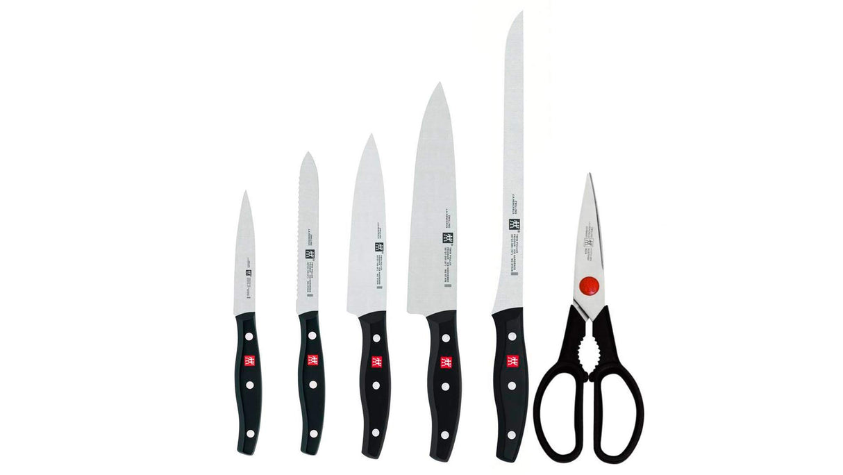 Zwilling TWIN POLLUX - Set de 5 cuchillos y tijera doméstica multiusos, color negro