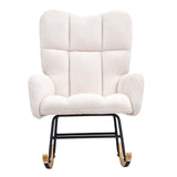 VEVOR Columpio, 113 kg Capacidad de Peso Tela de Peluche Acolchado balancín Deslizante Asiento Suave y Respaldo Alto, Silla de Lactancia para guardería, Dormitorio, Sala de Estar, Blanco Marfil, 95 x