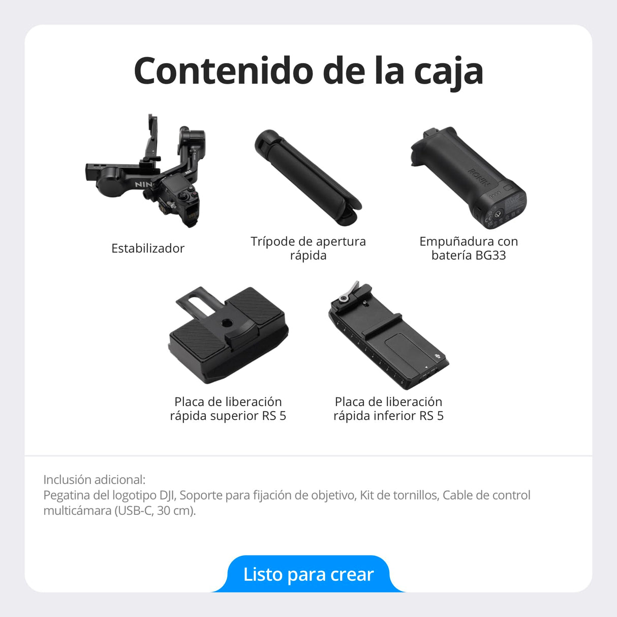 dji RS 5, estabilizador para cámara Canon/Sony/Panasonic/Nikon/Fujifilm, perillas de Ajuste Fino, Bloqueo automático de los Ejes de 2.ª generación, Nuevo indicador del Eje Z