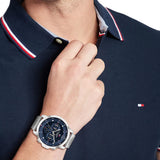 Tommy Hilfiger Reloj Analógico de Cuarzo Multifunción para Hombre con Correa de Acero Inoxidable Plateada - 1710492