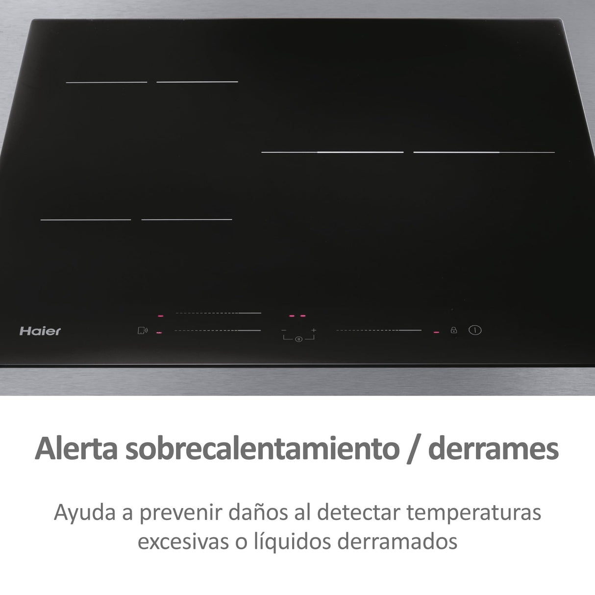 Haier Series 4 HAIDSJ63MC Placa de Inducción, 3 Fuegos, Ancho 60cm, Panel de control táctil Multislider, Conectividad WIFI, 9 niveles de potencia, Paellero Doble Corona, Potencia 7,1KW, Cristal Negro
