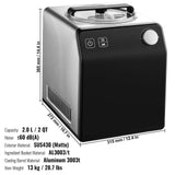 VEVOR Máquina Automática para Hacer Helados 2L Heladera Eléctrica Profesional 180W Máquina para Hacer Helados Pantalla LCD Preparación Rápida sin Precongelación para Hacer Sorbete Yogur Helado, Negro
