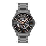 Armani Exchange Orologio da uomo, Movimento automatico a tre lancette e cassa da 46 mm con cinturino in Acciaio inossidabile, Carbón