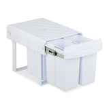 Relaxdays Cubo de Basura Cocina, 4 Compartimentos, 4X 8L, 34,6x34x51,8 cm, Extraíble, Papelera Fregadero, Blanco, Acero, Plástico, 4 x 8 L