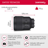 Samyang AF 135mm F1.8 FE para Sony E - lente teleobjetivo de formato completo y APS-C con enfoque automático, longitud focal fija brillante para cámara Sony con montura E