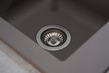 Respekta Denver Fregadero Mineralite de material compuesto en gris hormigón/Fregadero empotrado de 1,5 cubetas de 100 x 50 cm/Apto para bases a partir de 60 cm de ancho