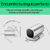 HP Webcam 960 4K - UHD, 3840 x 2160, Videoconferencias, Autoenfoque, Micrófono Integrado, Windows Hello, Teams, Zoom, Google Meet, Twitch, Youtube, Streaming - Color Plata