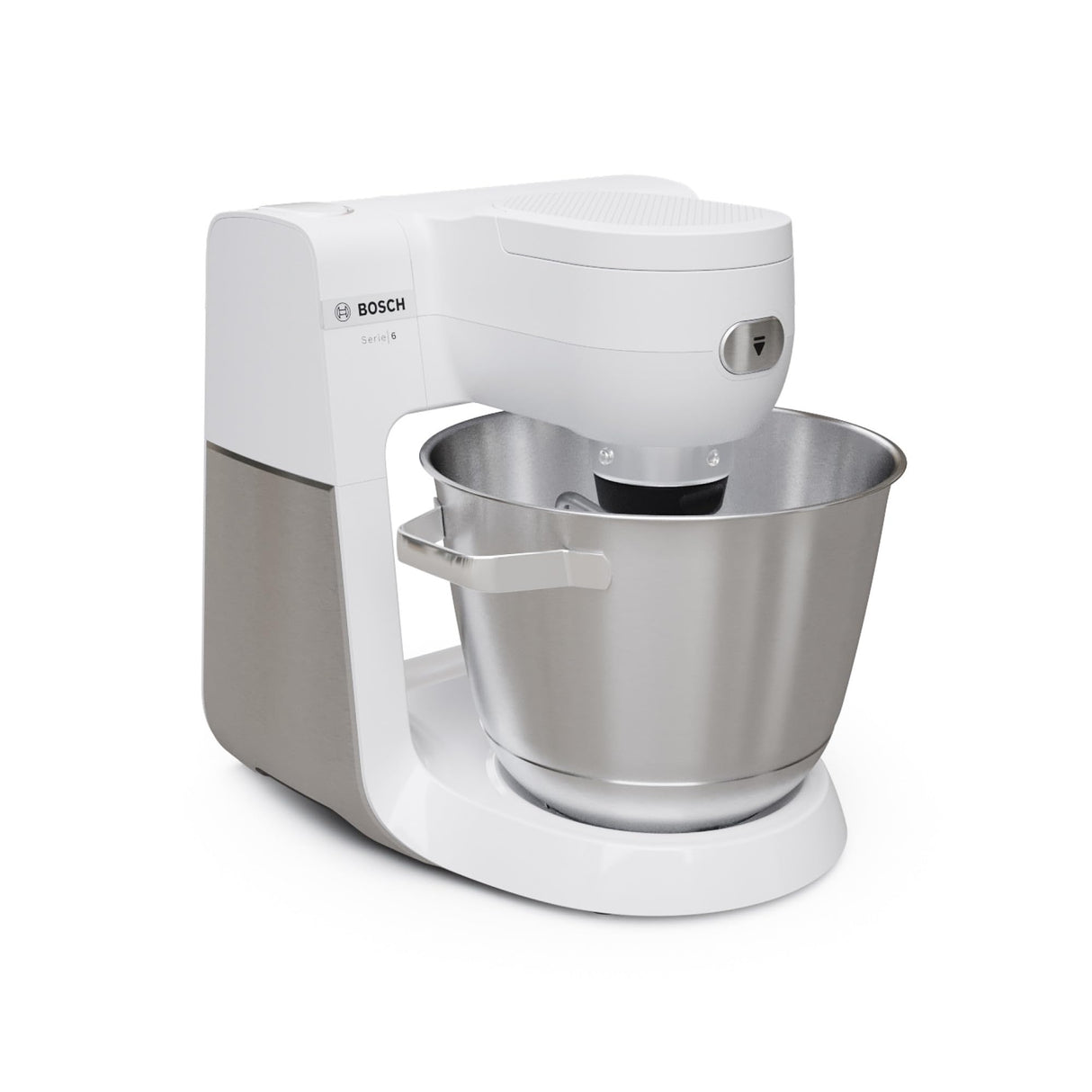Bosch - Robot de Cocina, Serie 6, 1600W, Amasado Planetario 3D, Set de Pastelería, Triturador, Batidora de vaso ThermoSafe, Blanco, MUMS6EW22
