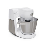 Bosch - Robot de Cocina, Serie 6, 1600W, Amasado Planetario 3D, Set de Pastelería, Triturador, Batidora de vaso ThermoSafe, Blanco, MUMS6EW22
