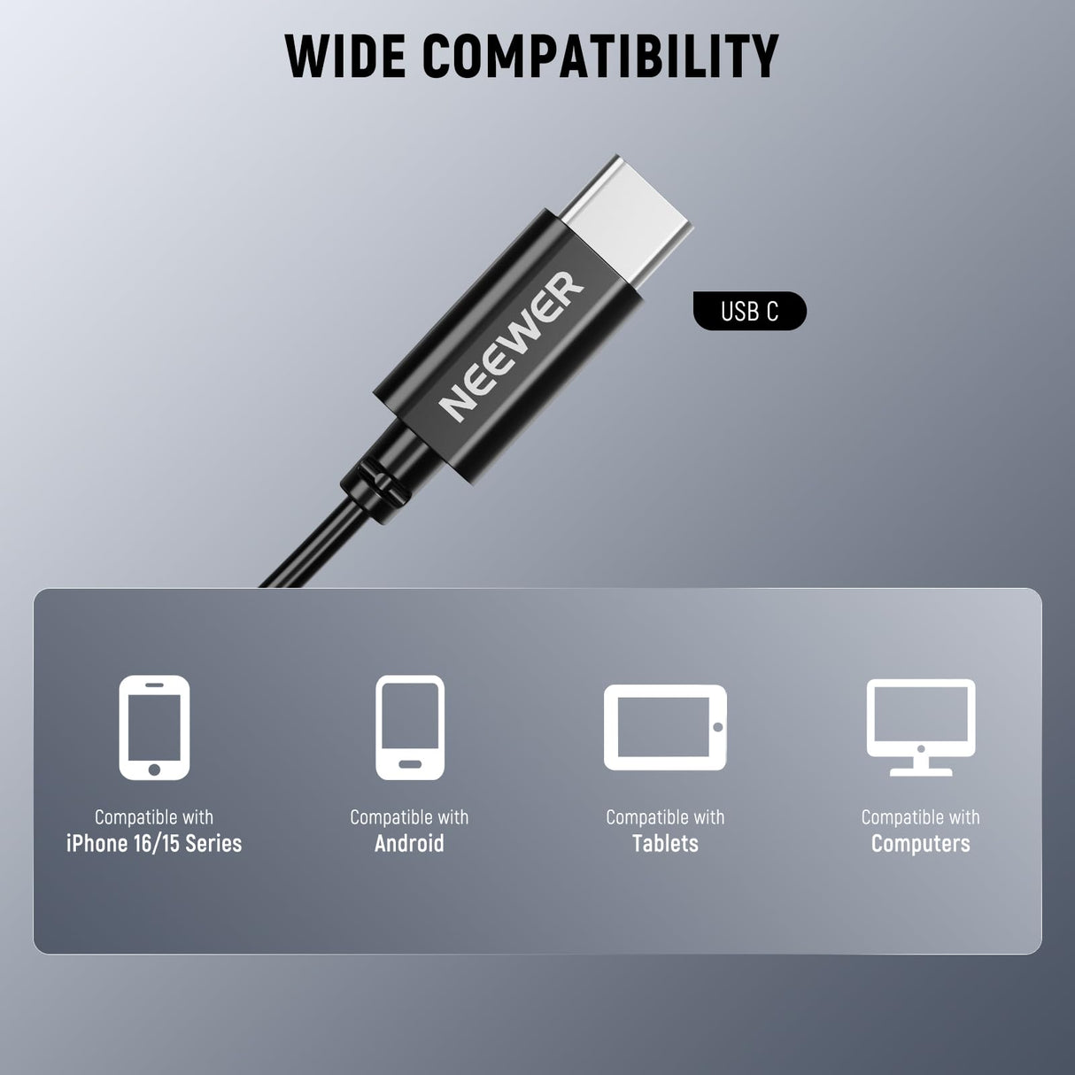 NEEWER Mini Micrófono de Solapa USB C, 2 Pack Compatible con iPhone 16 15 Pro MAX, Teléfono Android, Tableta, PC, Micrófono de Solapa de Condensador Omnidireccional con Clip y Cable de 2m/6.6ft