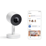 Netatmo Cámara Inteligente para Interiores Advance - Reconocimiento Facial Optimizado por IA, Audio Bidireccional, Ángulo de visión Amplio de 130°, HDR 2K, 30 fps, Zoom X16, 2X SD - Blanco