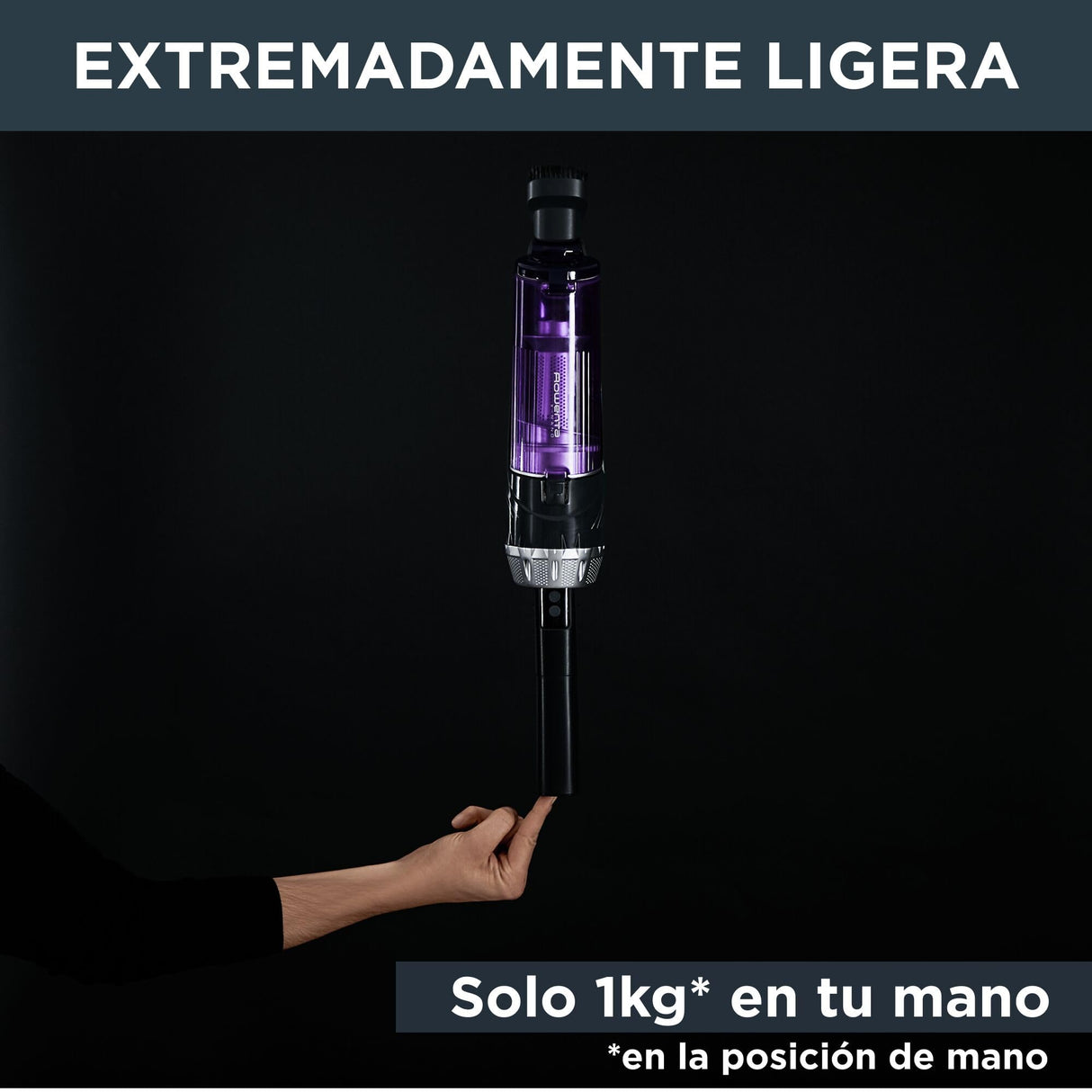 Rowenta XNano RH1128 - Aspiradora escoba sin cable, con 3 funciones en 1, autonomía de 40 minutos, muy ligero, fácil acceso del suelo hasta el techo, lila y gris