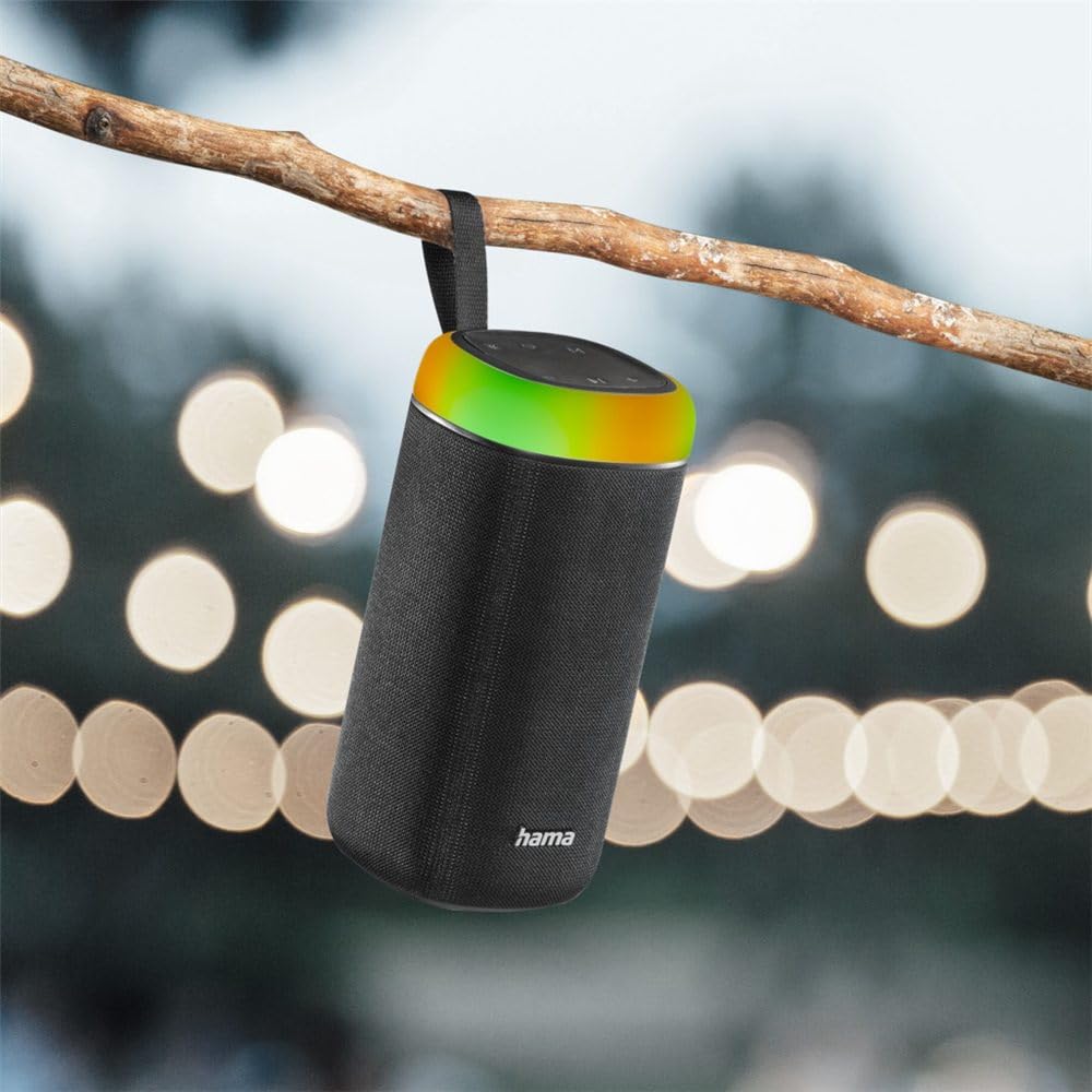 Hama | Altavoz Bluetooth con Luces LED (5 Modos Diferentes, Se Pueden conectar 2 Altavoces, Protección IPX4, 12h de música), Color Negro