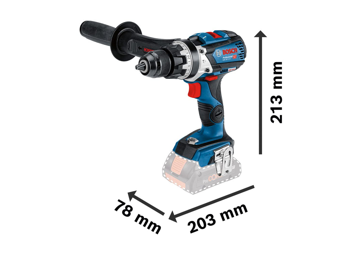 Bosch Professional 18V System GSB 18V-110 C - Taladro Percutor a Batería (110 Nm, 2100 rpm, Módulo Connectivity, 2 Baterías: 5.0 Ah y 3.0 Ah, en L-BOXX) - Amazon Exclusive