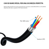 Velamp Alargador eléctrico con enrollacables 50 m – 4 tomas polivalentes (Schuko + 10/16 A) – Enchufe grande 16 A – Interruptor de protección – Cable eléctrico multipolar 3G sección 1,5 mm²