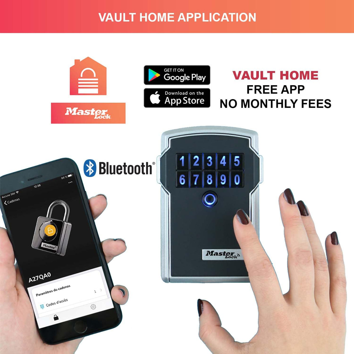 Master Lock Caja fuerte para Llaves [BLUETOOTH] [Montaje mural] - 5441EURD - Caja de seguridad Negro
