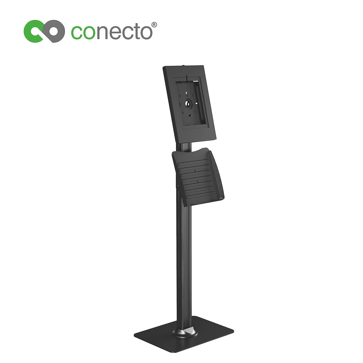 Conecto Soporte de Suelo para Tablet, con Carcasa de para Tab A 10.1 (2019)/ Tab A7/ S6 Lite 10.4/10.5"/11 y iPad 5/6/7/8/9/ iPad Air 9.7"/ 10.5"/10.9 "/iPad Air 9,7"/10,5"/11, Negro