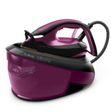 Calor central vapor, 6,9 bares, flujo de vapor 130 g/min, función de prensado 480 g/min, tanque 1,8 L, Led Vision, colector de piedra caliza, fabricado en Francia, púrpura/negro SV8152C0