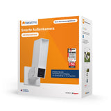 Netatmo Cámara de vigilancia exterior inteligente con sirena de 105 dB, WiFi, iluminación integrada, detección de movimiento, visión nocturna, sin suscripción, blanca, NOC-S-W-DE