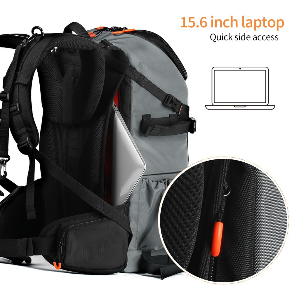 K&F Concept Mochila para Cámara, Mochila Fotográfica Profesional, 32L Mochila Fotografia Multifuncional Bolsa para Cámara Impermeable Resistente, Compartimento para Portátil de 15.6 Pulgadas